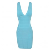 Zipper Backless Beam Waist Packet Buttock Rayon Solid Color Bandage Dress For Women